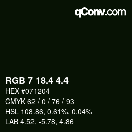 カラーコード: RGB 7 18.4 4.4 | qconv.com