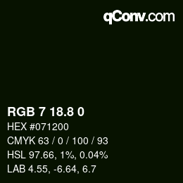 カラーコード: RGB 7 18.8 0 | qconv.com