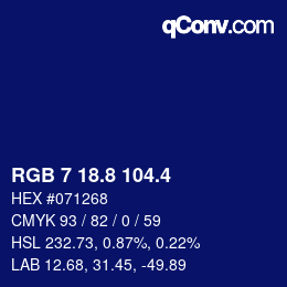 カラーコード: RGB 7 18.8 104.4 | qconv.com