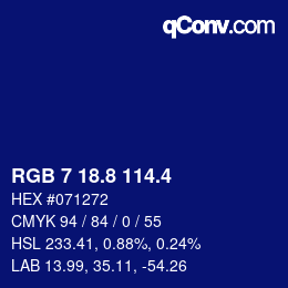 カラーコード: RGB 7 18.8 114.4 | qconv.com