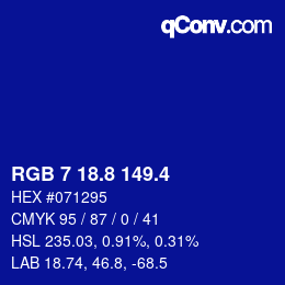 カラーコード: RGB 7 18.8 149.4 | qconv.com