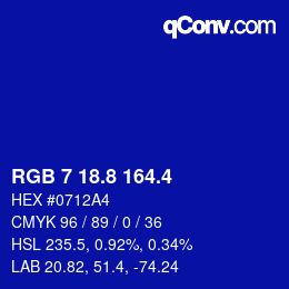 カラーコード: RGB 7 18.8 164.4 | qconv.com