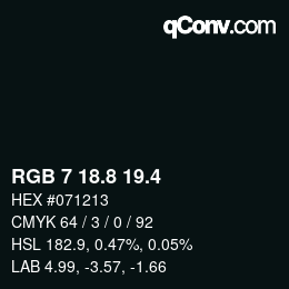カラーコード: RGB 7 18.8 19.4 | qconv.com