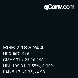 カラーコード: RGB 7 18.8 24.4 | qconv.com