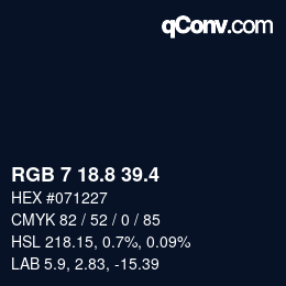 カラーコード: RGB 7 18.8 39.4 | qconv.com