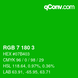 Color code: RGB 7 180 3 | qconv.com