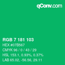 カラーコード: RGB 7 181 103 | qconv.com