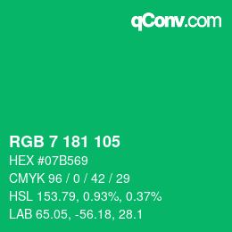 Color code: RGB 7 181 105 | qconv.com