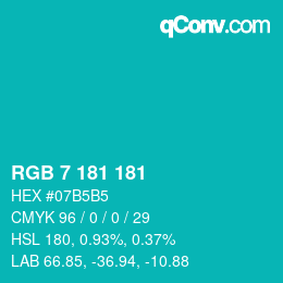 Color code: RGB 7 181 181 | qconv.com