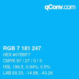 Color code: RGB 7 181 247 | qconv.com
