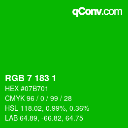 颜色代码: RGB 7 183 1 | qconv.com