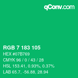 颜色代码: RGB 7 183 105 | qconv.com