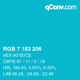 カラーコード: RGB 7 183 206 | qconv.com