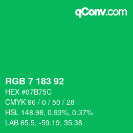 颜色代码: RGB 7 183 92 | qconv.com