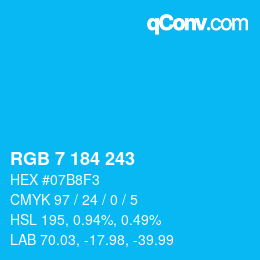 Color code: RGB 7 184 243 | qconv.com