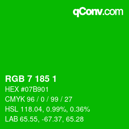 カラーコード: RGB 7 185 1 | qconv.com