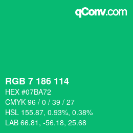 Color code: RGB 7 186 114 | qconv.com