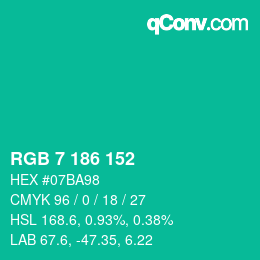 Color code: RGB 7 186 152 | qconv.com
