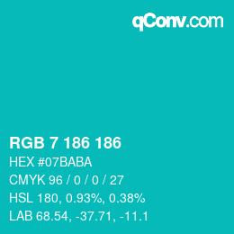 Color code: RGB 7 186 186 | qconv.com