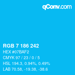 Color code: RGB 7 186 242 | qconv.com