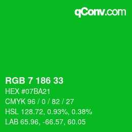 Color code: RGB 7 186 33 | qconv.com