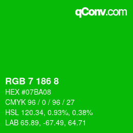 Farbcode: RGB 7 186 8 | qconv.com