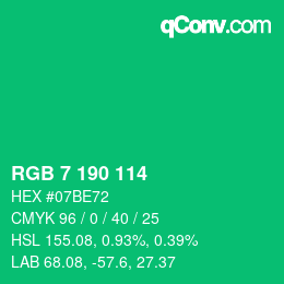 Color code: RGB 7 190 114 | qconv.com