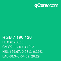 Color code: RGB 7 190 128 | qconv.com