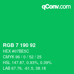Color code: RGB 7 190 92 | qconv.com