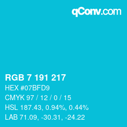 Color code: RGB 7 191 217 | qconv.com