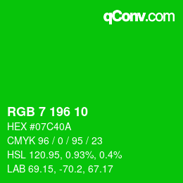 Color code: RGB 7 196 10 | qconv.com