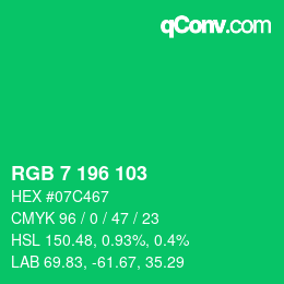 Color code: RGB 7 196 103 | qconv.com