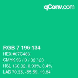 Color code: RGB 7 196 134 | qconv.com