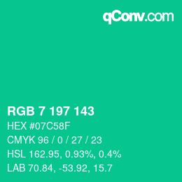 颜色代码: RGB 7 197 143 | qconv.com