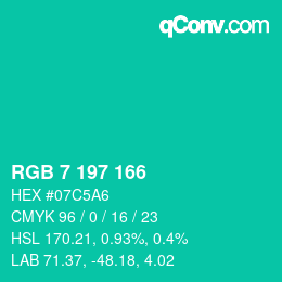 颜色代码: RGB 7 197 166 | qconv.com