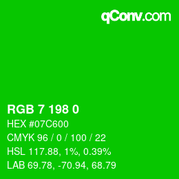 Code couleur: RGB 7 198 0 | qconv.com