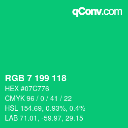 颜色代码: RGB 7 199 118 | qconv.com