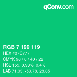 カラーコード: RGB 7 199 119 | qconv.com