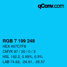 Color code: RGB 7 199 248 | qconv.com