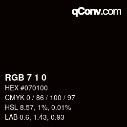 カラーコード: RGB 7 1 0 | qconv.com