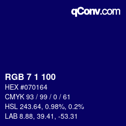 カラーコード: RGB 7 1 100 | qconv.com