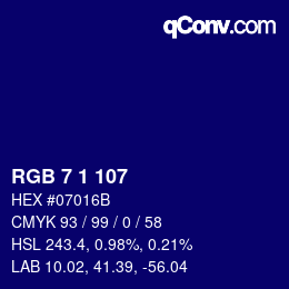 Color code: RGB 7 1 107 | qconv.com