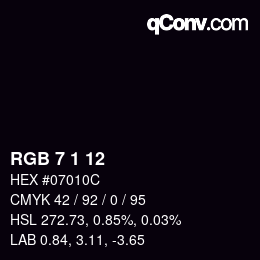 Color code: RGB 7 1 12 | qconv.com