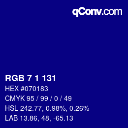 Color code: RGB 7 1 131 | qconv.com