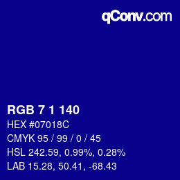 カラーコード: RGB 7 1 140 | qconv.com