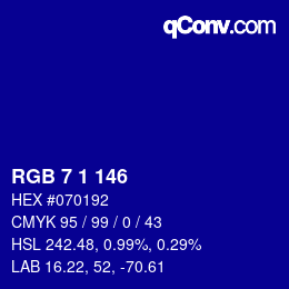 Color code: RGB 7 1 146 | qconv.com