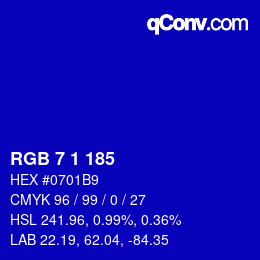 カラーコード: RGB 7 1 185 | qconv.com