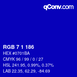 Color code: RGB 7 1 186 | qconv.com