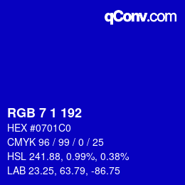 Color code: RGB 7 1 192 | qconv.com