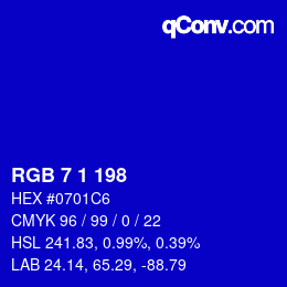 Color code: RGB 7 1 198 | qconv.com